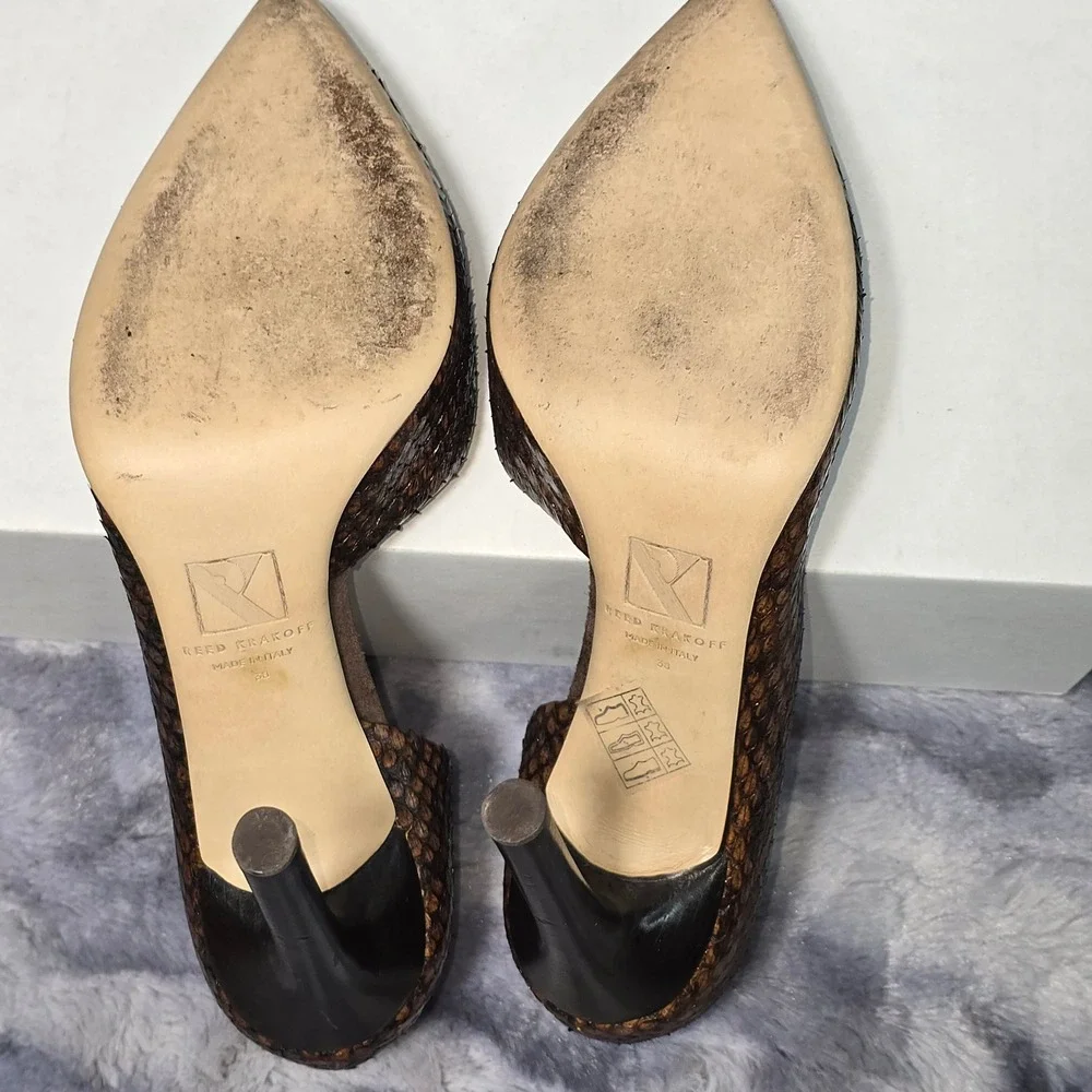 Reed Krakoff Pumps Brown‎ Python Embossed d'Orsay Heels EU 38/ US 8